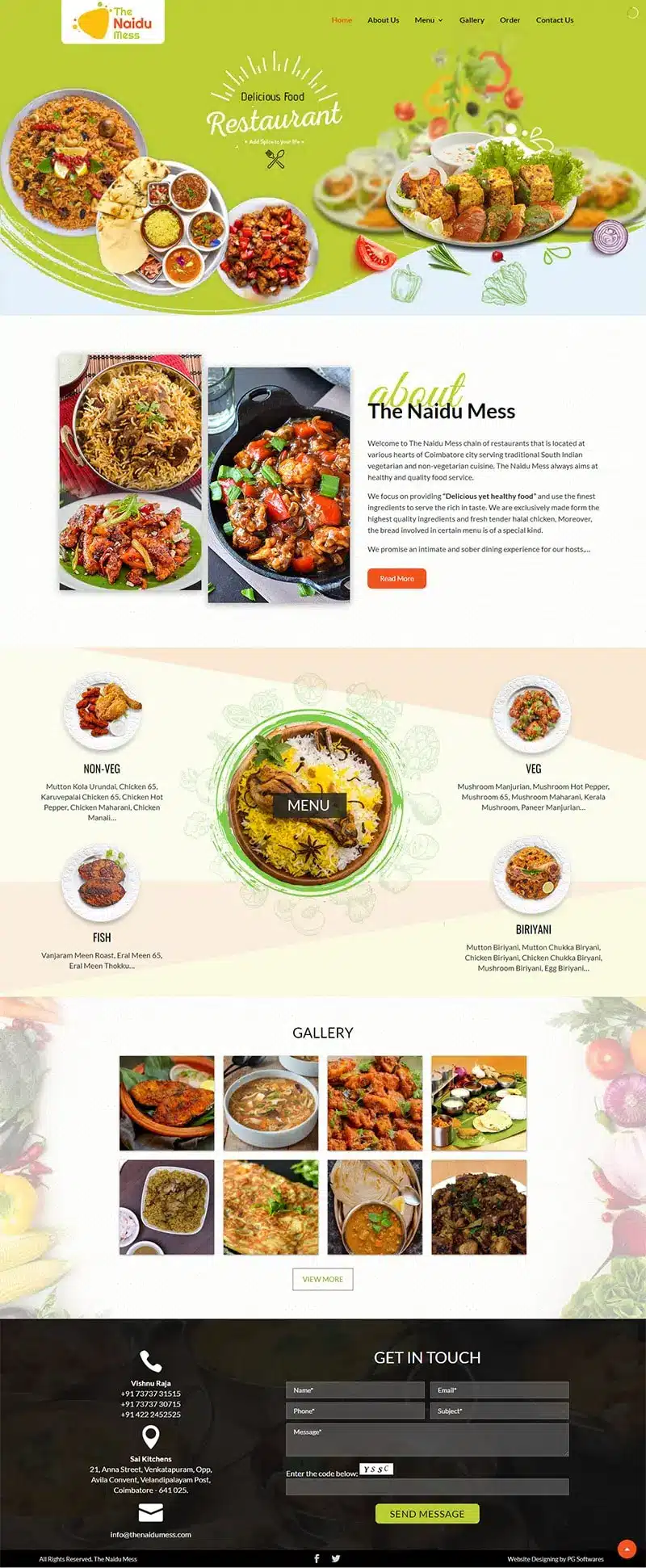 Restaurant Website Design Company in Coimbatore